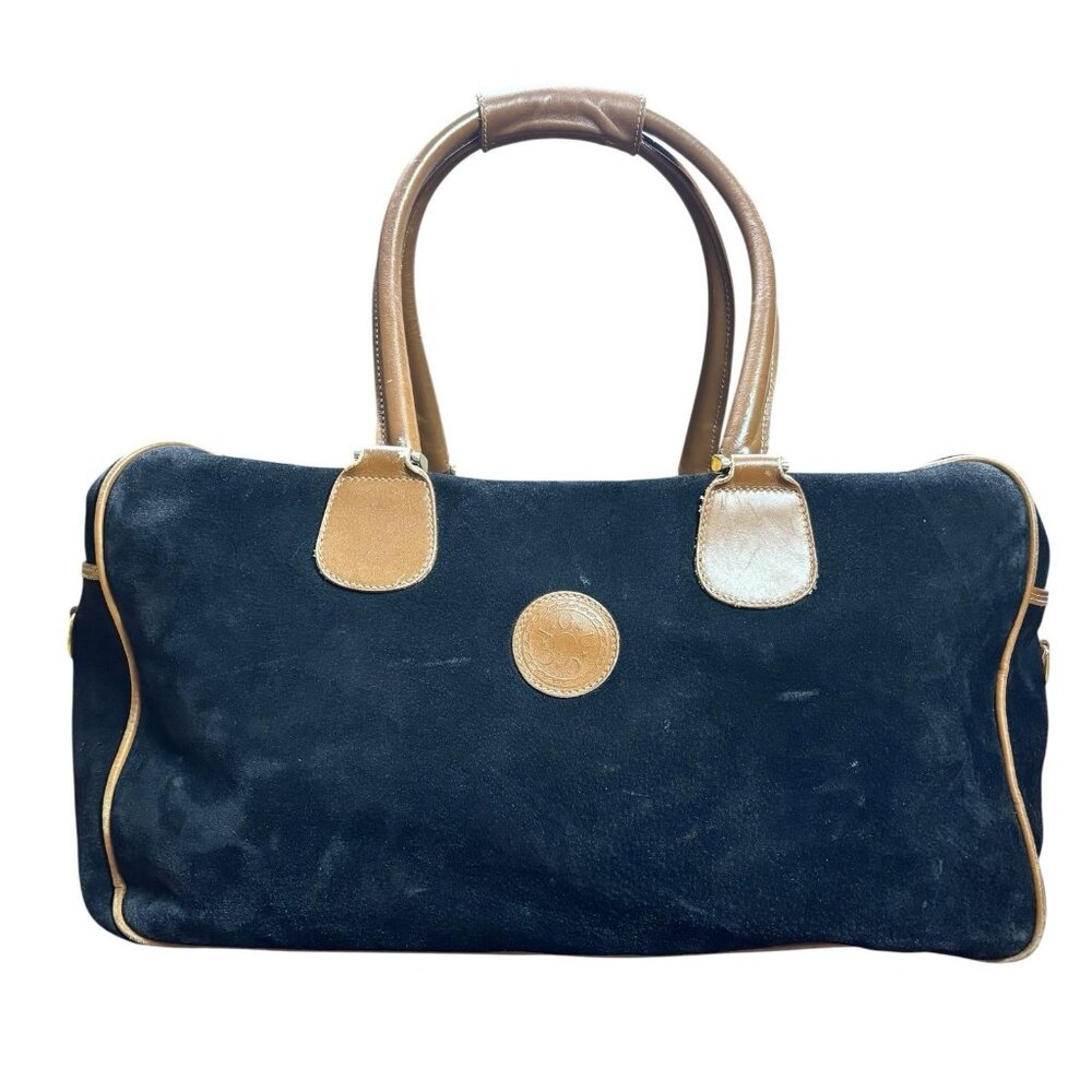 GUCCI Duffle Bag Weekender Black Suede Large Vintage
